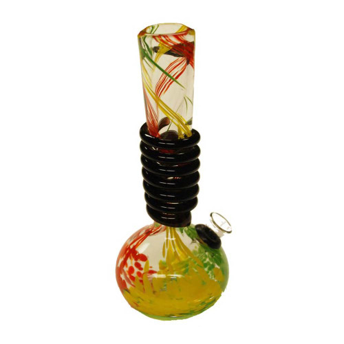 7" Rasta Mini Tube with Coil Wrap Water Bong.