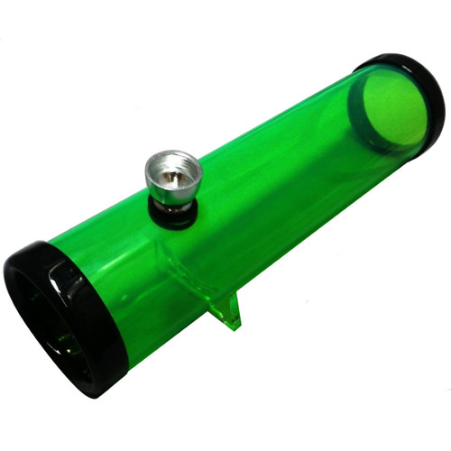 Quarter view from the front of a green 8" Acrylic Steamroller.