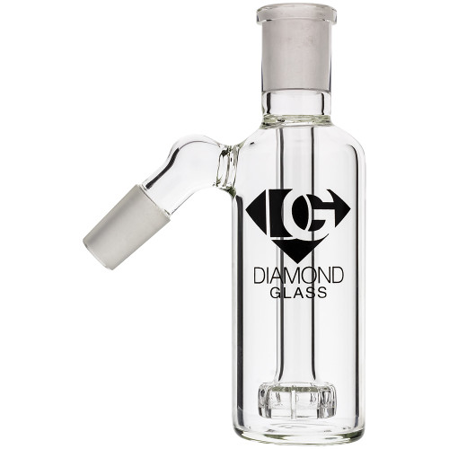 Profile view of a clear Diamond Glass "Gridded" Ash Catcher.