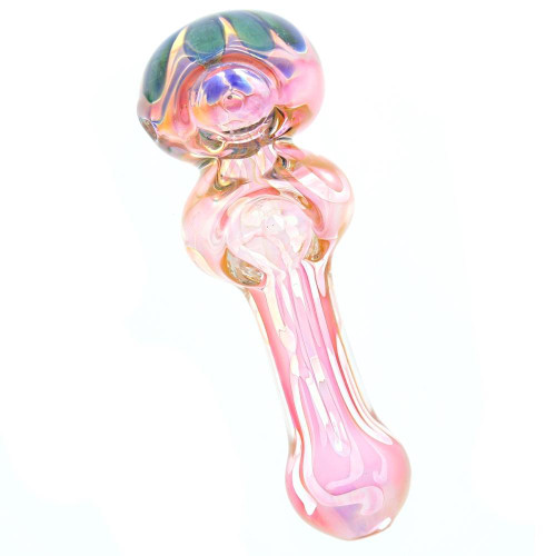 Fumed Double Bowl Glass Handpipe 5" Long.