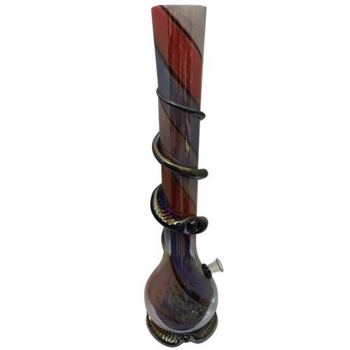 Attaglass 16" Vase Bong with Pinched Marble Base and Wrap in Red, White, and Blue (BWR) colors.