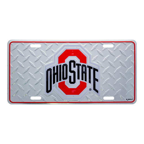 Ohio State Diamond Plate Car Tag