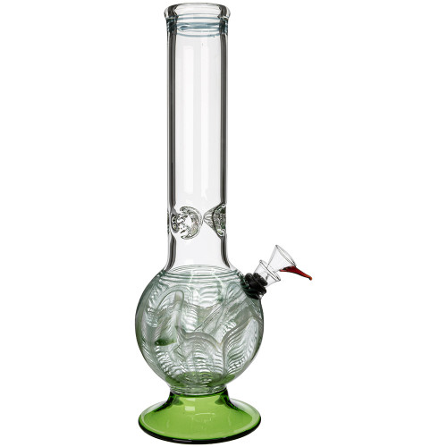 Profile view of this 12" tall soft glass Bubble Bong.