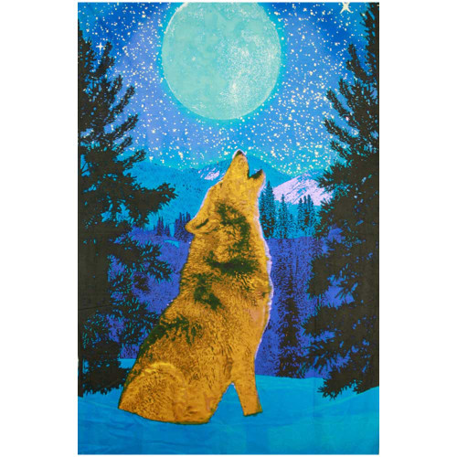 3D Glow in the Dark Wolf Tapestry 60" x 90"