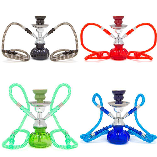 2-Hose Pumpkin Hookahs in assorted colors. Clockwise from top left: Black, Red, Blue, and Green.