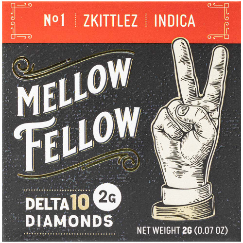 Mellow Fellow Zkittlez Delta 10 Diamonds packaging from the front.