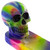 Close view of the skull on this rainbow incense burner tray.