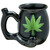 Matte Black Ceramic Mug Pipe with Green Leaf