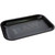 High quarter view of this matte black RAW Rolling Tray, showing the tall, rounded edges and corners.