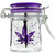 Glass Herb 1.5 Ounce Stash Jar with Airtight Clamp Lid - Silver with Purple Leaf Galaxy, Mini