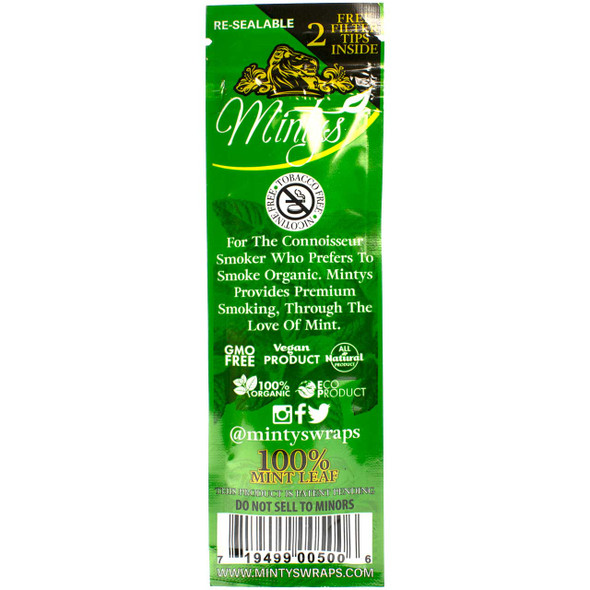 Back of a pack of Minty's Herbal Wraps - Minty.