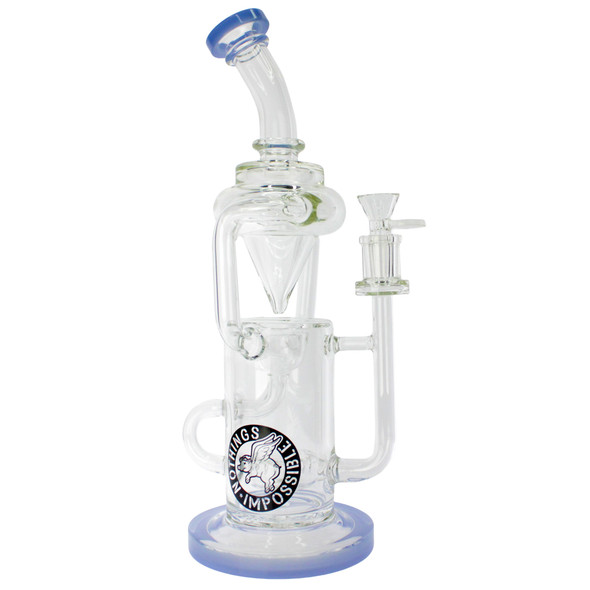 Flying Pig Glass 13" Dual Uptake Recycler with Puck Perc Light Blue