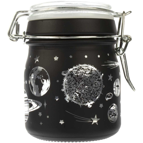 Glass Herb 5 Ounce Stash Jar with Airtight Clamp Lid - Frosted Black Galaxy, Medium