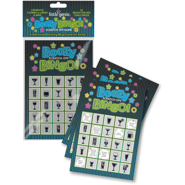 Little Genie Boozy Bingo Scratch-Off Drinking Game – Adult Party Challenge Cards (8-Card Set)