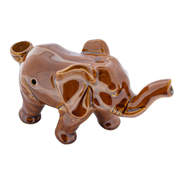Ceramic Elephant Pipe  Sienna color unique smoking pipe elephant hand pipe for sale lowest price online
