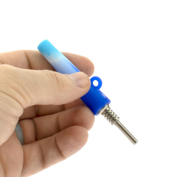 Silicone Chillum & Nectar Collector Kit – Dual-Use Silicone Hand Pipe with Glass Bowl & Titanium Tip in Protective Case