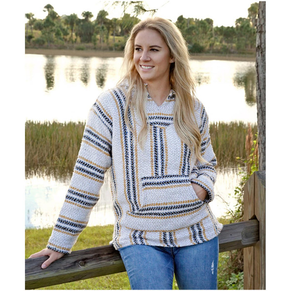 Baja Joe Mexican Hoodie - Pastel Mustard. Mustard Baja hoodie by Baja Joe.