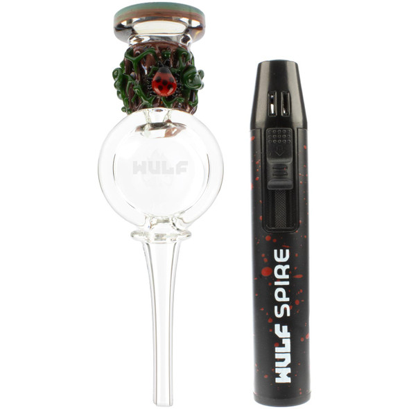 Front view of Wulf Mods Renew the Redwood edition nectar collector with torch