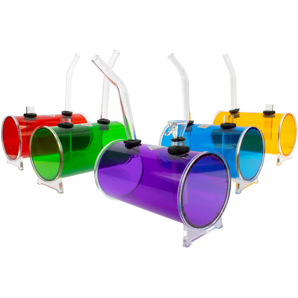 JM Enterprises mini barrel acrylic bong assorted colors 2.5" x 4.5" group