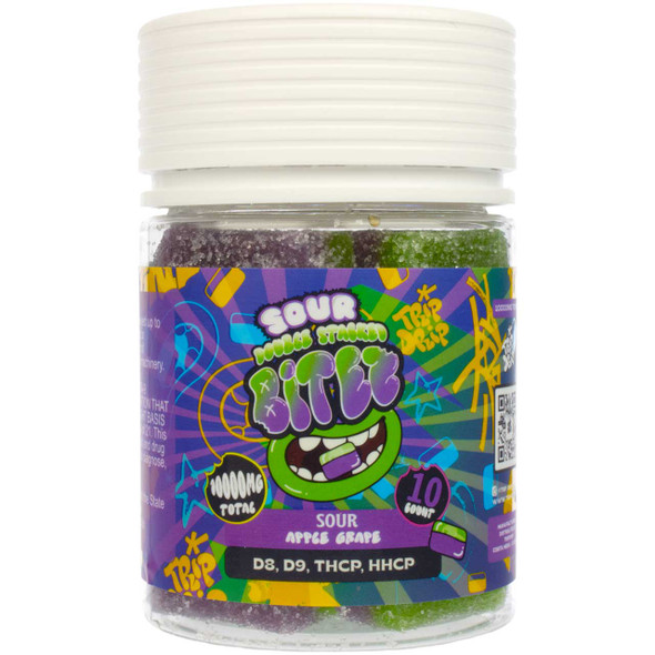 Trip Drip Double Stacked Bitez Sour Apple Grape Gummies 10-Count Bottle front