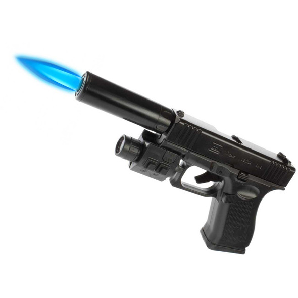 Glock-Style Gun Lighter with accessories and windproof jet flame