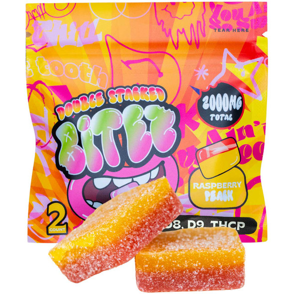 Double Stacked Bitez - Melon Berry or Raspberry Peach – 2-Count – 2,000mg THC | D8 + D9 + THCP + Live Resin