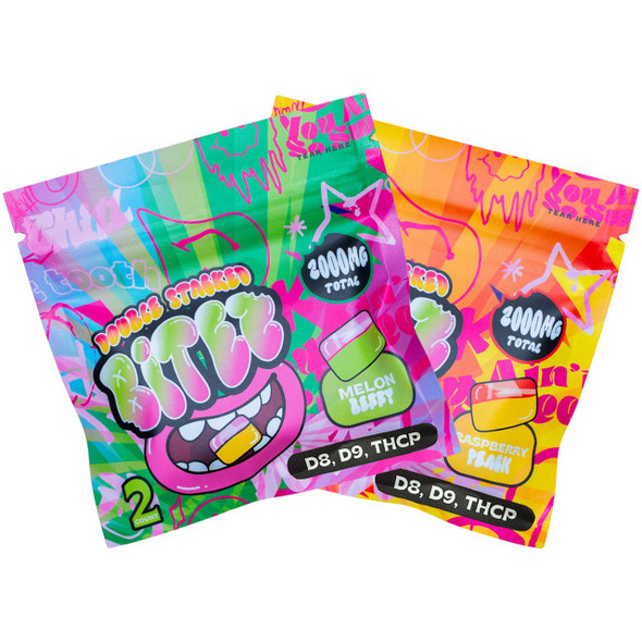 Double Stacked Bitez - Melon Berry or Raspberry Peach – 2-Count – 2,000mg THC | D8 + D9 + THCP + Live Resin