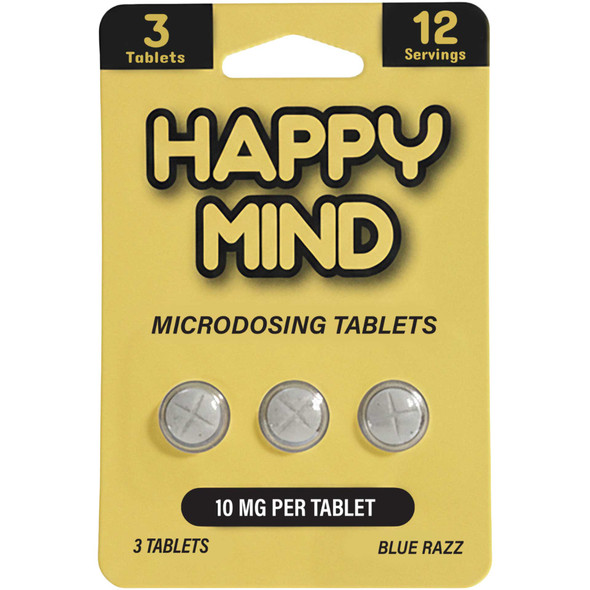 Happy Mind Blue Razz Microdose Mushroom Tablets – 10mg Per Tablet – 3 Tabs (30mg Total)
