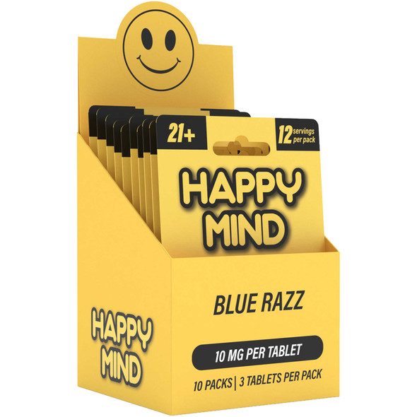 Happy Mind Blue Razz Microdose Mushroom Tablets – 10mg Per Tablet – 3 Tabs (30mg Total)
