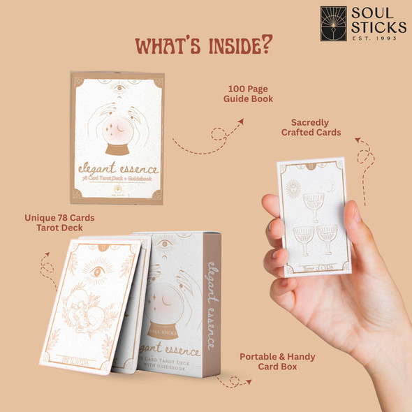 Elegant Essence tarot deck set including 78 cards, guidebook, and card box.