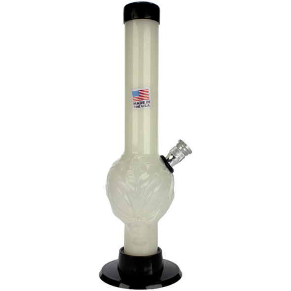 JM Enterprises 8" Alien Face Acrylic Bubble Bong with 1" Mouthpiece - Glow-in-the-Dark