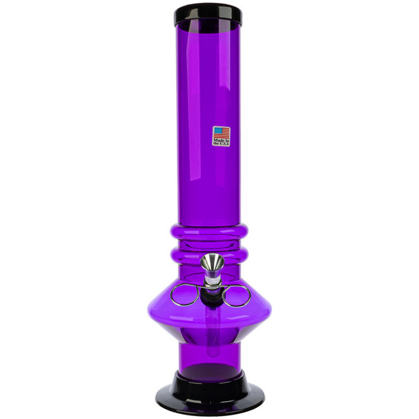 Front image of purple JM Enterprises 12" Acrylic Ringed UFO Bubble Bong, Assorted Colors 