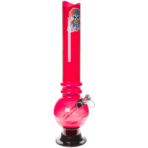 A Red Graffix 15" Bubble Bong at a quarter angle with the included 3" metal slide bowl.