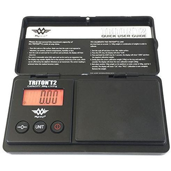 A Triton T2 400 opened with a lit display.