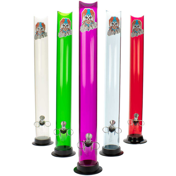 Assorted colors of this Graffix 18" Straight Acrylic Bong on a white background.
