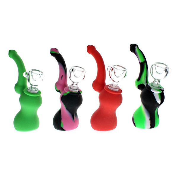NoGoo Silicone Sherlock style Bubbler with 10mm GOG Downstem and Bowl assorted colors