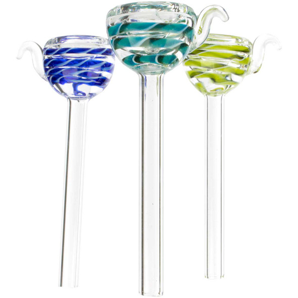 9mm Banded Glass Slide Bowl – 3.25" Stem with Pull Handle, Assorted Colors
