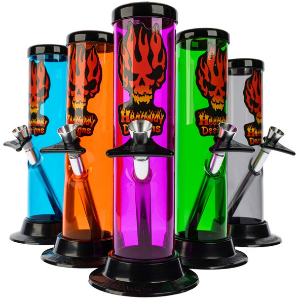 Headway 8" Straight Acrylic Bong with Pull Slide, Assorted Colors