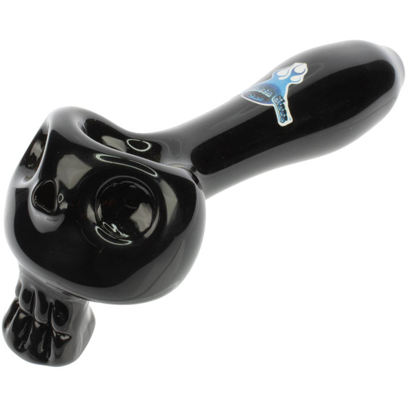 Chameleon Glass Bonehead Hand Pipe – Onyx Black Skull Glass Pipe