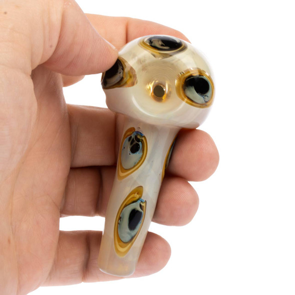 Glass Headz! 3" fumed mushroom glass hand pipe held in a hand