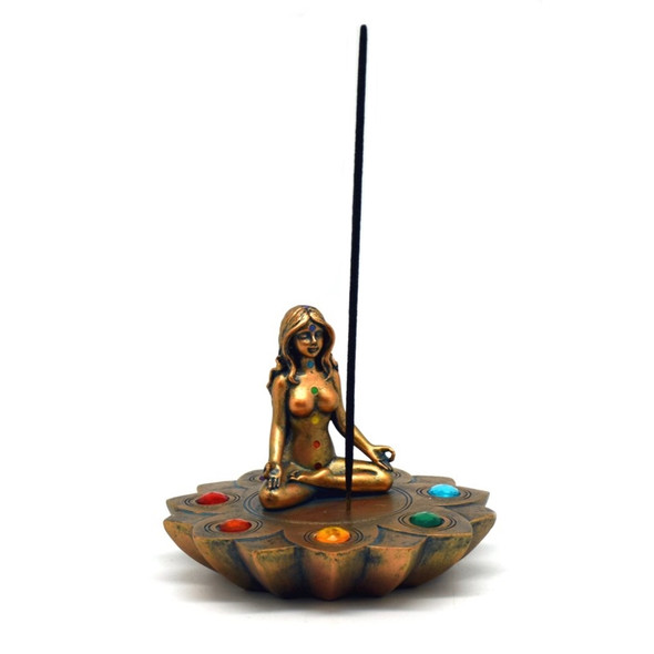Bronze Colored Chakra Stone Incense Burner