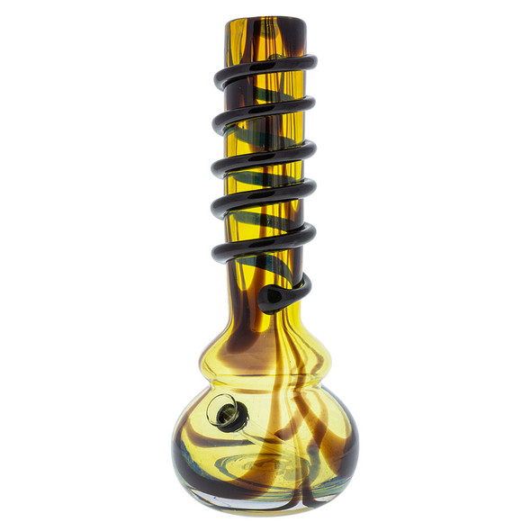 12" Coiled Glass Bubble Bong Assorted Colors wrap design bong Double bubble bong in assorted colors