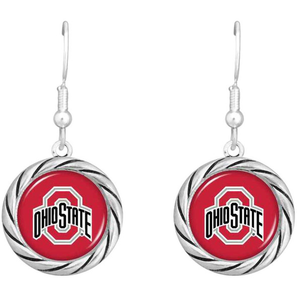 Ohio State Buckeyes Rope Charm Hoop Earrings with Team Logo