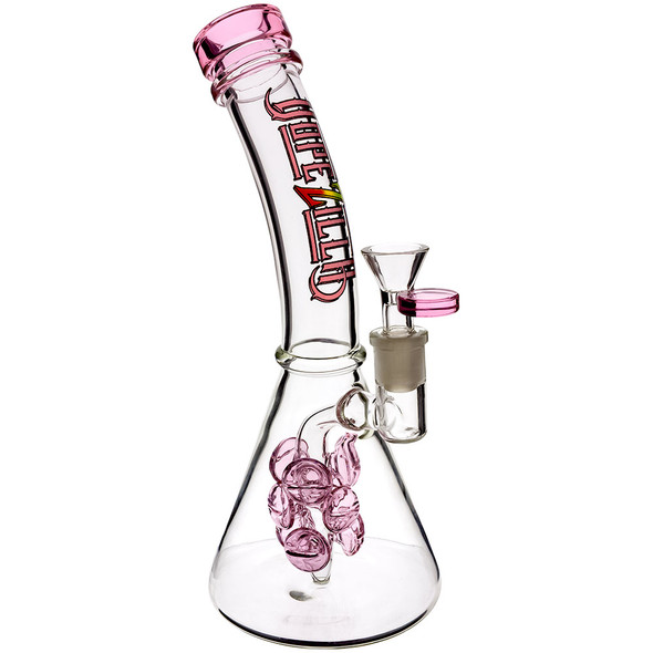 Quarter view of this Dopezilla 10" Smash Bong in Pink.