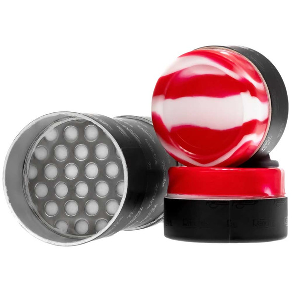 Quarter view inside of the Randy's Pure Air Personal Air Filtration System, with the silicone containers on either end stacked next to it.