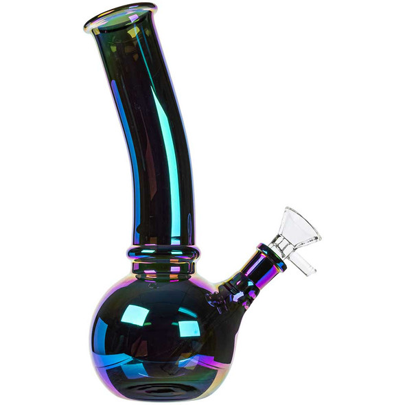 Profile view of the 8" Iridescent Bubble Bong.