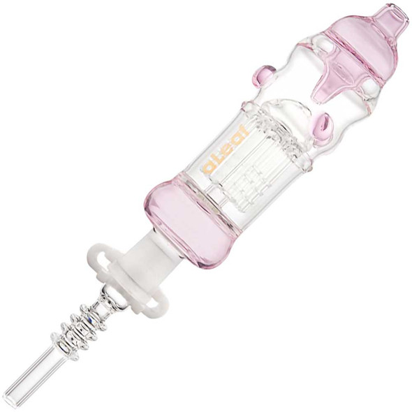 Pink Mega Series Rocket Nectar Collector with attached 14mm quartz tip.