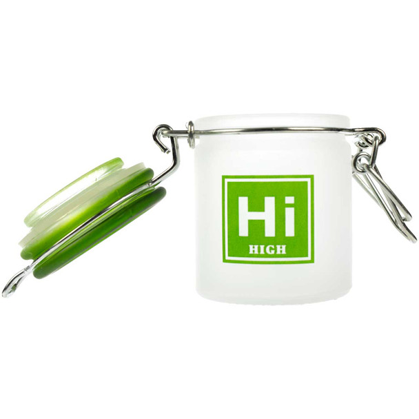 Glass Herb 1.5 Ounce Stash Jar with Airtight Clamp Lid - Frosted High Periodic Symbol, Mini