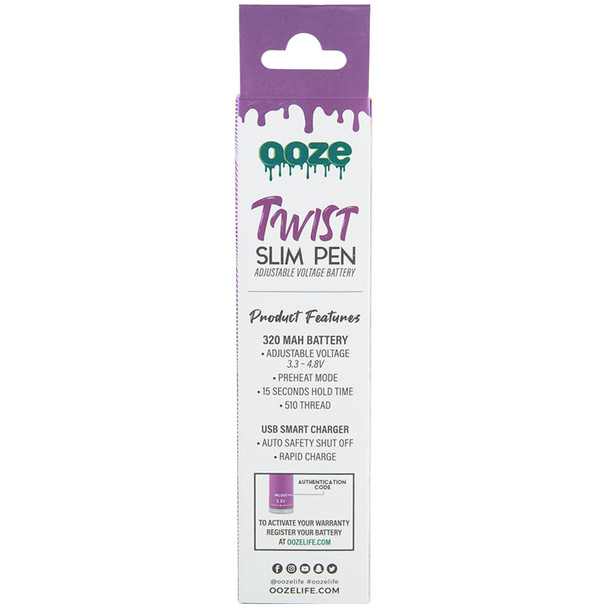 Ooze 320mAh Slim Pen Twist Variable Voltage Battery Variable Voltage Ooze Slim Pen Battery