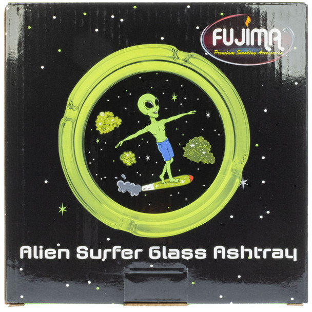 Alien Surfer Large Glass Ashtray Package